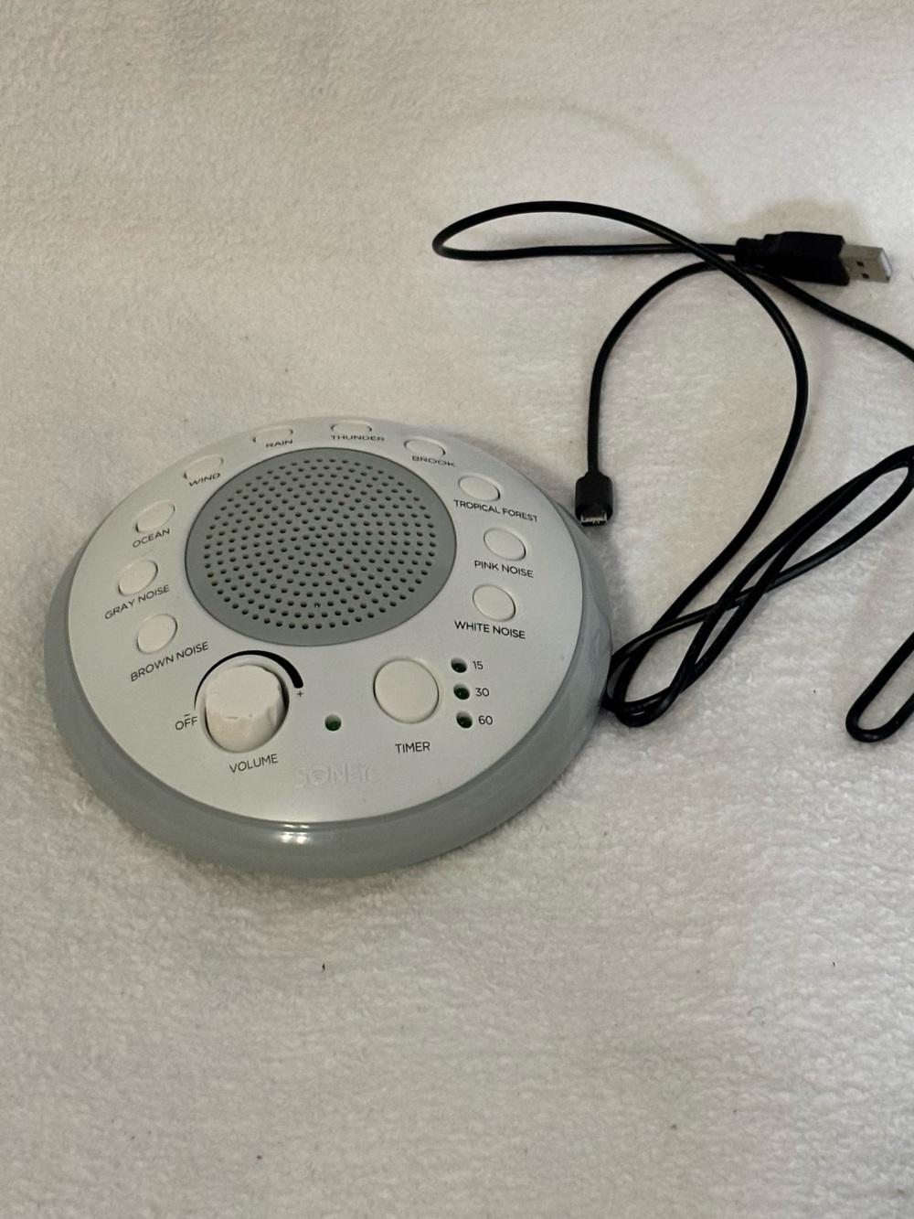 Portable White Noise Sound Machine Speaker - White/Light Gray